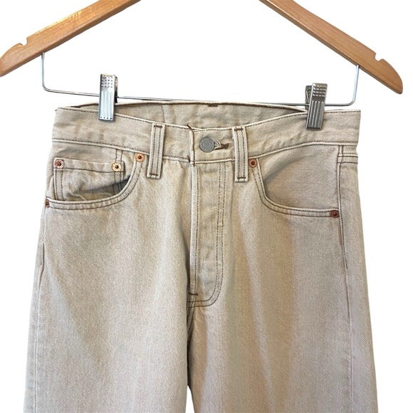 Levi's 501 Jeans 90s Vintage Tan Beige Khaki Made in USA Size 28/32 - Picture 3 of 9